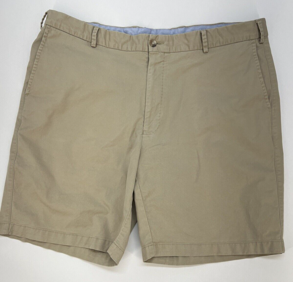 Peter Millar Zip Flat Front 97% Pima Cotton 3% Spandex Shorts Men 40 Tan Logo